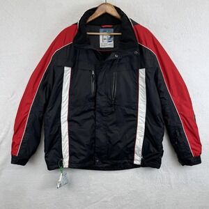 Crane Sports Jacket Mens XL Black Red Ski Snowboard Hooded TechTex Thinsulate